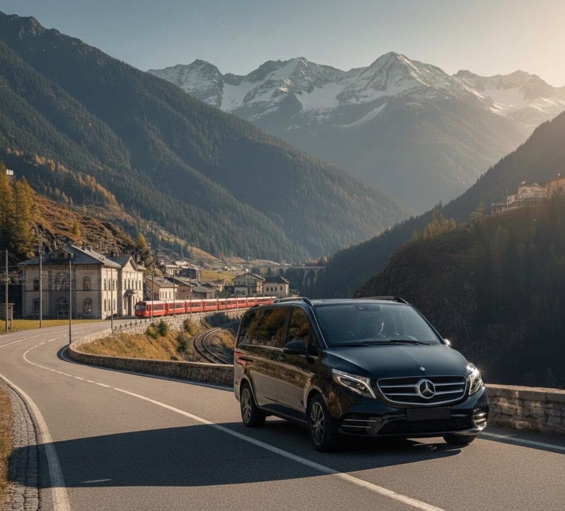 Mercedes V-Class nero esterno in montagna