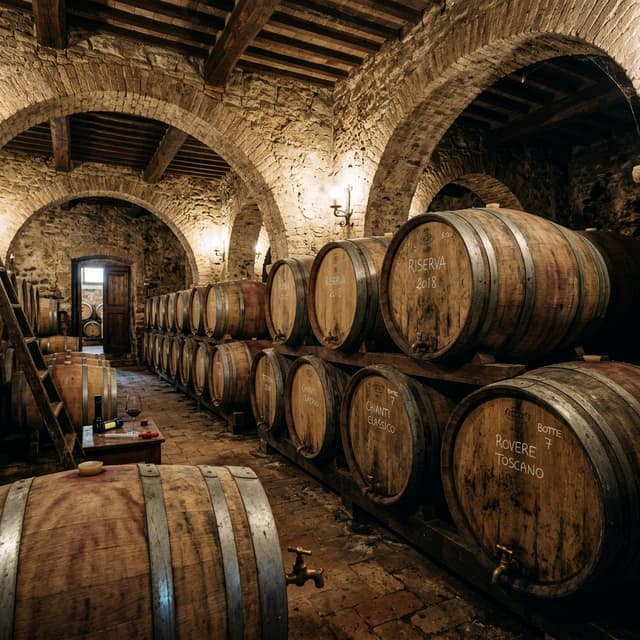 Botti di rovere in cantina